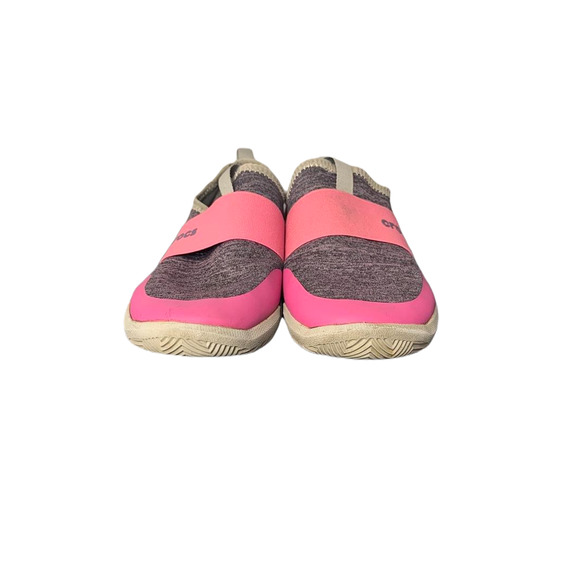 Crocs Girls Size 1 Athletic Slip-On Sneakers Pink & Gray - Picture 2 of 8
